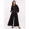 Čierne dámske viskózové elegantné široké nohavice s opaskom