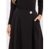 Čierna dámska skladaná midi sukňa s vreckami