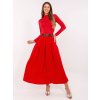Červená dámska skladaná maxi sukňa s viskózou