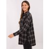 Čierna dámska károvaná flanelová košeľa s odnímateľnou brošňou