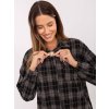 Čierna dámska károvaná flanelová košeľa s odnímateľnou brošňou