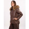 Hnedá dámska prešívaná bunda s odnímateľnou kožušinou