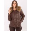 Hnedá dámska prešívaná bunda s odnímateľnou kožušinou