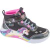 Čierne dievčenské svietiace členkové tenisky Skechers S-Lights: Unicorn Chaser - Jumping Magic