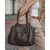 MARCO MAZZINI Kávovo hnedá kožená kabelka (Veľkosť ONE SIZE)