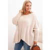 Svetlobéžový dámsky asymetrický plus size pletený sveter