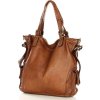 MARCO MAZZINI Camel kožená shopper kabelka