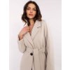 Krémový dámsky elegantný kabát s opaskom