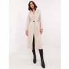 Krémový dámsky elegantný kabát s opaskom