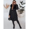 (Veľ. S) Čierna dámska prešívaná zimná bunda s kožúškom