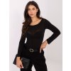 Čierna priesvitná blúzka z viskózy s lodičkovým výstrihom