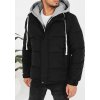 Čierna pánska zimná prešívaná bunda s látkovou kapucňou