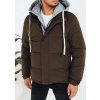 Khaki pánska zimná prešívaná bunda s látkovou kapucňou