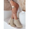 Krémové členkové topánky na stĺpikovom podpätku LORNE