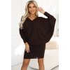 Čokoládovo hnedé teplé svetrové šaty s netopierími rukávmi