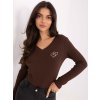 Tmavohnedé dámske rebrované tričko s dlhým rukávom