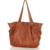 MARCO MAZZINI Camel dámska kožená shopper kabelka