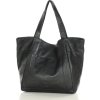 MARCO MAZZINI Čierna veľká dámska kožená shopper kabelka