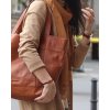 MARCO MAZZINI Camel veľká dámska kožená shopper kabelka