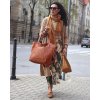 MARCO MAZZINI Camel veľká dámska kožená shopper kabelka