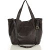 MARCO MAZZINI Tmavohnedá veľká dámska kožená shopper kabelka (Veľkosť ONE SIZE)