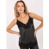 Čierny dámsky koženkový top s čipkou