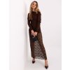 Hnedé dlhé dámske šaty s čipkovým spodným dielom