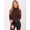 Hnedá blúzka s rolákom a priesvitnými vsadkami