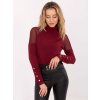 Vínová blúzka s rolákom a priesvitnými vsadkami