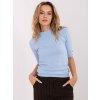 Svetlomodrý dámsky klasický sveter s krátkym rukávom