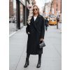 Čierny dámsky oversize dlhý kabát