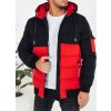 Čierno-červená pánska zimná bunda s kapucňou