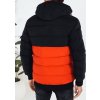 Čierno-oranžová pánska zimná bunda s kapucňou