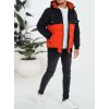 Čierno-oranžová pánska zimná bunda s kapucňou