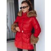 Červená dámska zimná bunda s odnímateľnou kožušinou