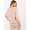 Svetloružový dámsky oversize sveter s volánmi na rukávoch