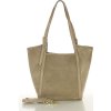 MARCO MAZZINI Béžová priestranná kožená shopper kabelka