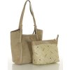 MARCO MAZZINI Béžová priestranná kožená shopper kabelka