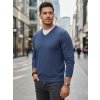 Modrý pánsky sveter s výstrihom do V