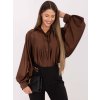 Hnedá dámska elegantná košeľa s balónovými rukávmi