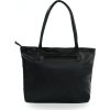 Dámska čierna kožená shopper kabelka RILLIA s malou vonkajšou taštičkou