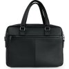 Čierna pánska priestranná a elegantná kožená taška na notebook
