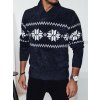 Tmavomodrý pánsky štýlový sveter s nórskym vzorom