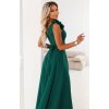 Tmavozelené večerné maxi šaty s rozparkom a ružami