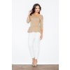 Béžová peplum blúzka s dlhým rukávom