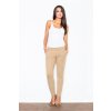 Béžové priliehavé nohavice s gumou v páse M338 Beige