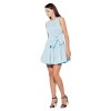 Dámske elegantné modré šaty s mašľou v páse K271 Blue (Veľkosť L)