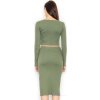 Dámsky set blúzka so sukňou s rozpárkom M484 Olive green
