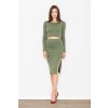 Dámsky set blúzka so sukňou s rozpárkom M484 Olive green