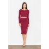 Bordový dámsky set blúzka so sukňou s rozpárkom M484 Deep red